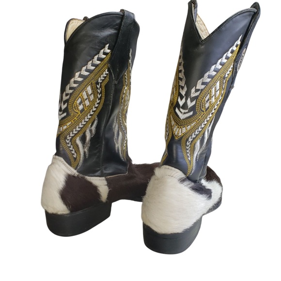 Luigui Womens Western Cowboy Boots Sz 10 Hand Made Cowhide Leather Embroidered - Picture 7 of 13